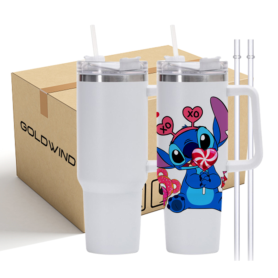 Presale - US Warehouse Case of 25pack 40oz Stanly1.0 White sublimation Tumblers with plastic straw&lids