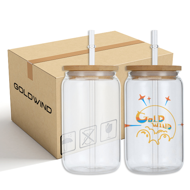 RTS 16oz Sublimation Ready Glass Can tumblers with bamboo lid and plas –  ACC Sublimation Blanks & Designs