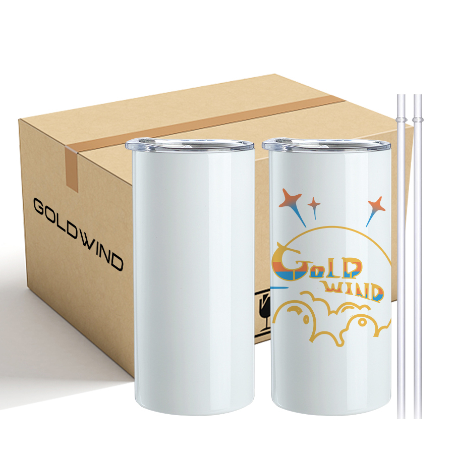 Preorder - US Warehouse Case of 25pack 15oz Sublimation Straight Skinny Tumblers wiht Plastic Straw&Lids