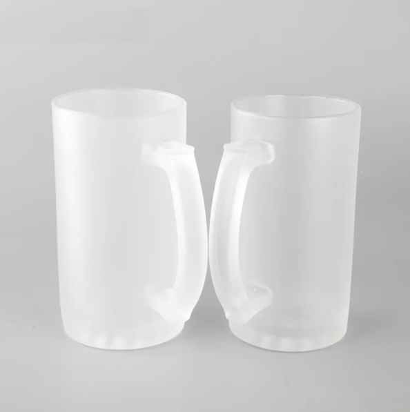 16oz Sublimation Case of 24pack Frosted&Clear Glass Can With Handle - US Warehouse
