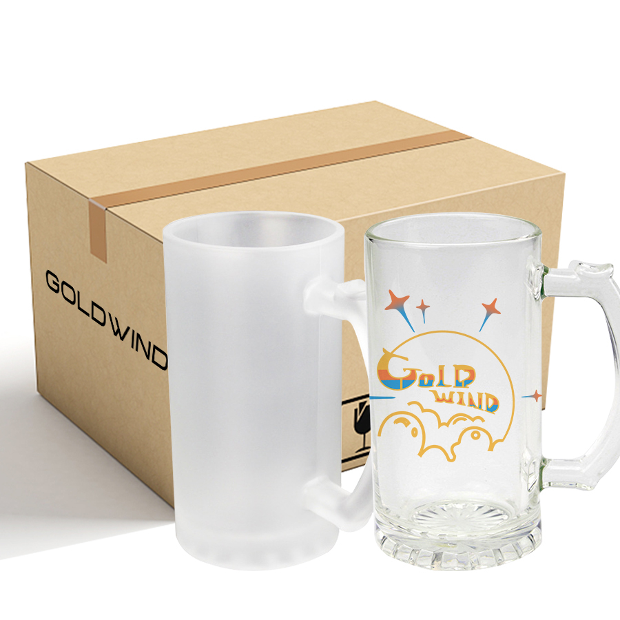 16oz Sublimation Case of 24pack Frosted&Clear Glass Can With Handle - US Warehouse