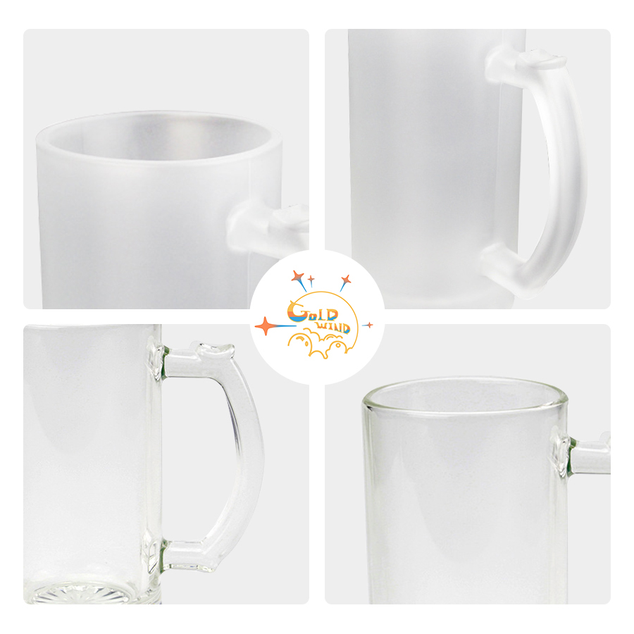 16oz Sublimation Case of 24pack Frosted&Clear Glass Can With Handle - US Warehouse