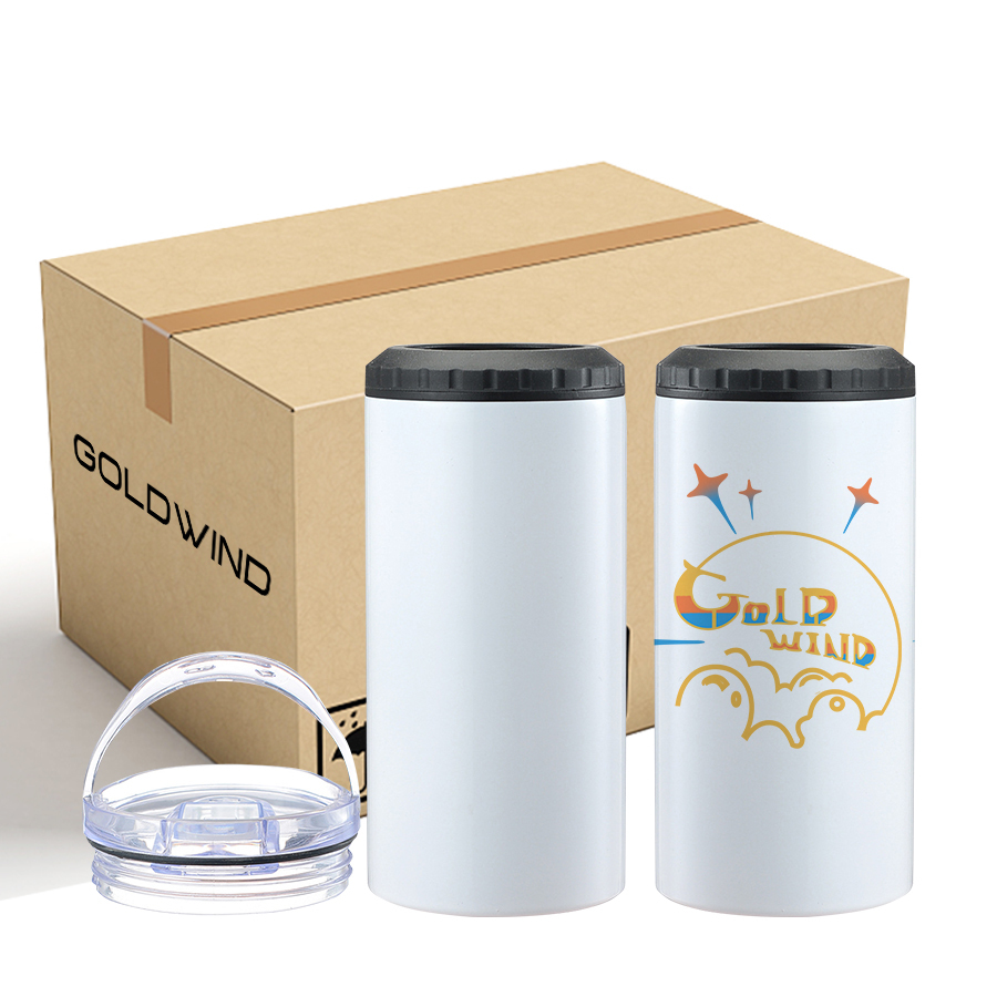 Preorder-US Warehouse Case of 25pack 16oz 4 in 1 Sublimation Stainless Straight  Can Cooler with Dual Lids