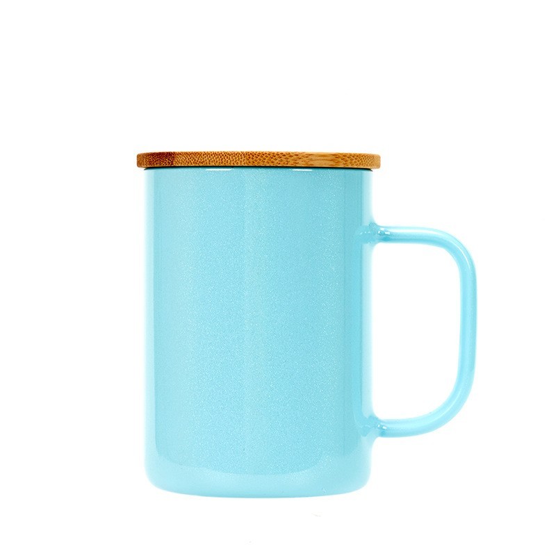 15oz Sublimation Shimmer Glitter Glass Can With Bamboo Lid and handle- Chinese Warehouse