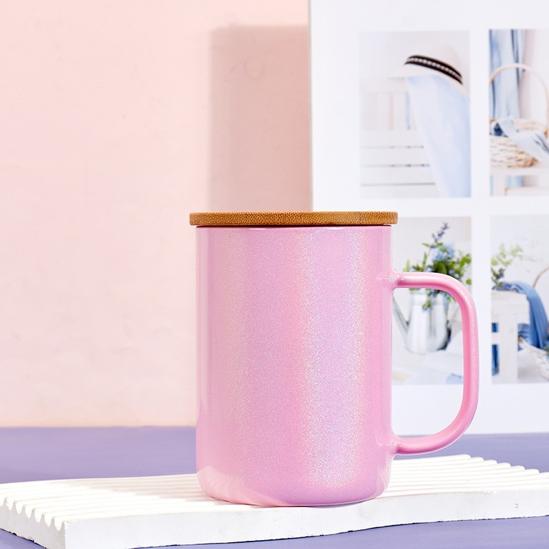 15oz Sublimation Shimmer Glitter Glass Can With Bamboo Lid and handle- Chinese Warehouse