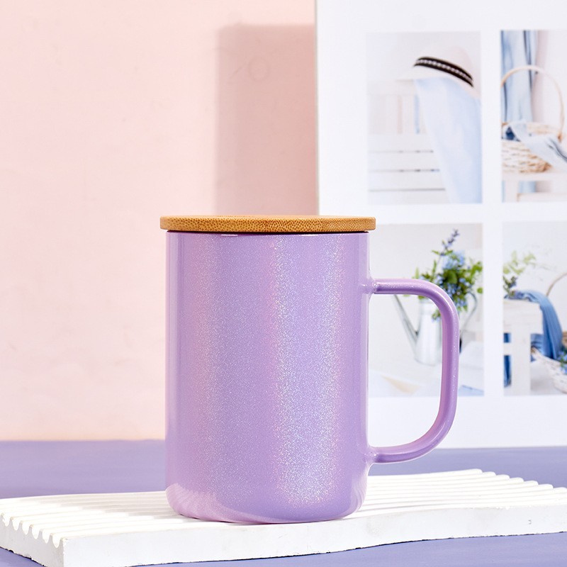 15oz Sublimation Shimmer Glitter Glass Can With Bamboo Lid and handle- Chinese Warehouse