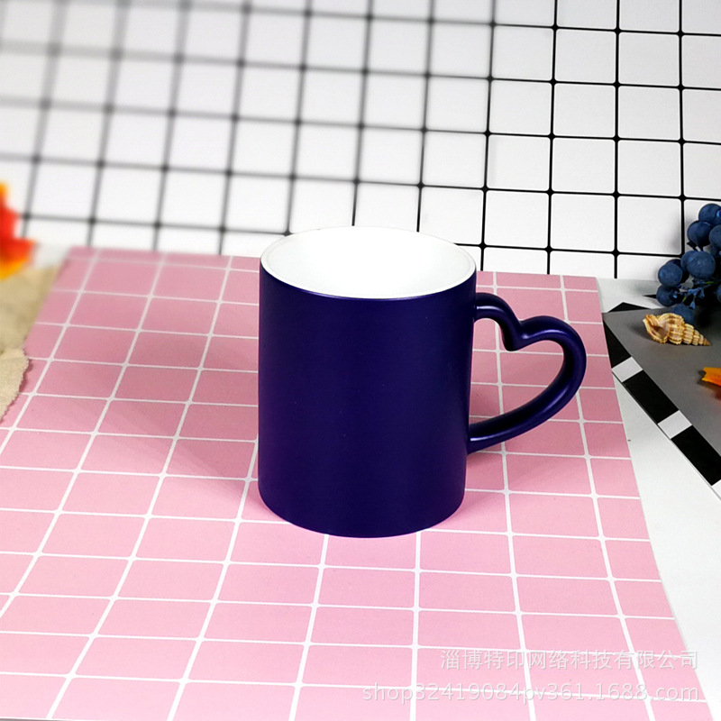 11oz Sublimation Case of 36pack Ceramic Matte Color Changing Mugs with Heart Handle - Chinese Warehouse