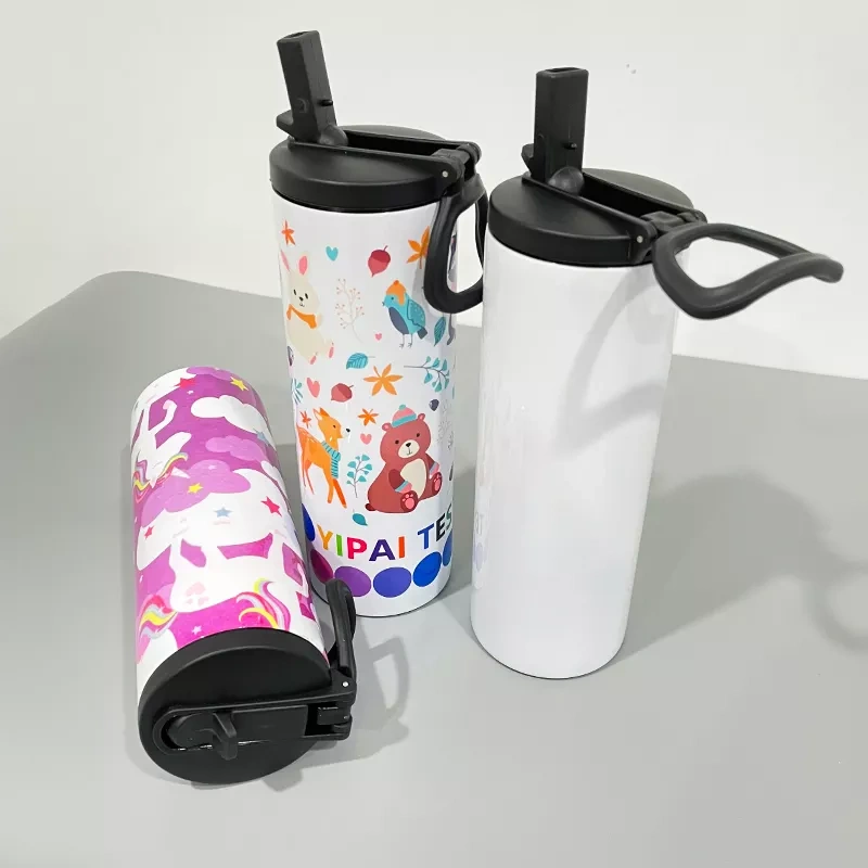 RTS US Warehouse Wide Mouth 20oz Double Walled Stainless Sports Water Bottle with Spout Lids and Rotating Handle