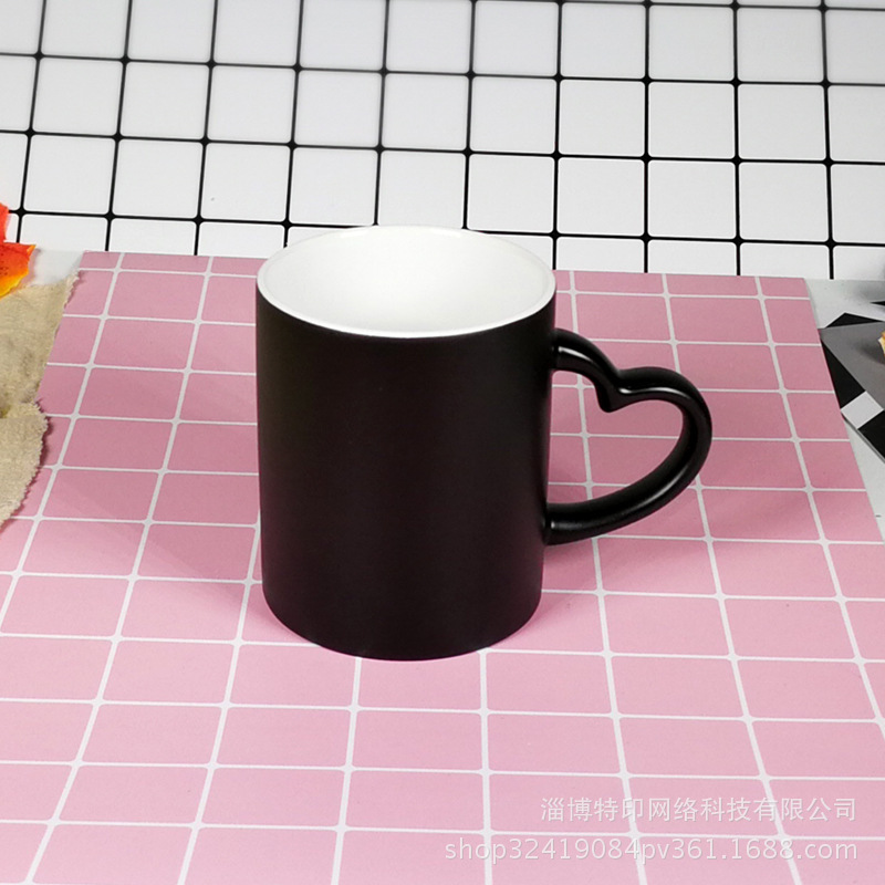 11oz Sublimation Case of 36pack Ceramic Matte Color Changing Mugs with Heart Handle - Chinese Warehouse