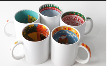 11oz Sublimation  Case of 36pack  Inner Roasted Coated Ceramic Mugs with Colored Handle - Chinese Warehouse