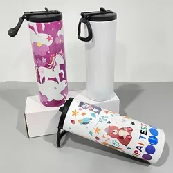 RTS US Warehouse Wide Mouth 20oz Double Walled Stainless Sports Water Bottle with Spout Lids and Rotating Handle
