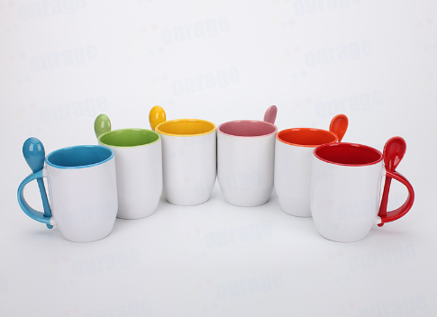 11oz Sublimation Case of 36pack Color Insided Ceramic Egg Shaped Mugs With Spoon - Chinese Warehouse