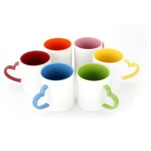 11oz Sublimation Case of 36pack Ceramic Color Insided Mugs with Heart Handle - Chinese Warehouse