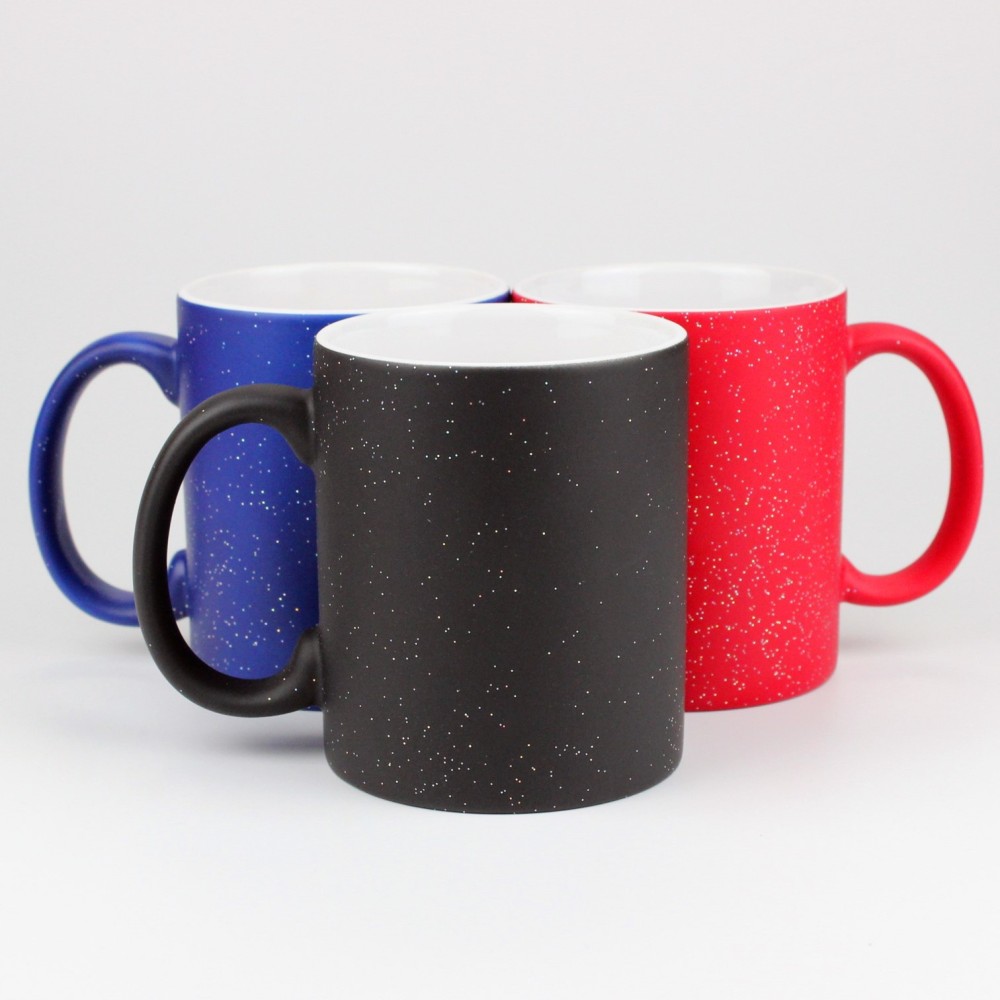 11oz Sublimation Case of 36pack Glitter Ceramic Colored Changing Mugs with Handle - Chinese Warehouse