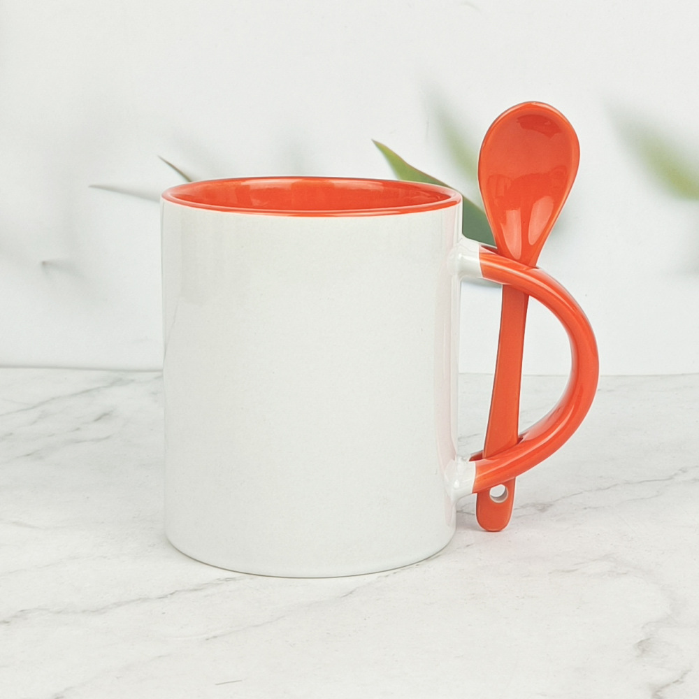 11oz Sublimation Case of 36pack Color Insided Ceramic Staright Mugs With Spoon - Chinese Warehouse