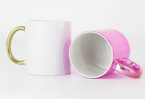 11oz Sublimation Case of 36pack Colored Ceramic Glossy  Mugs with Heart Handle - Chinese Warehouse