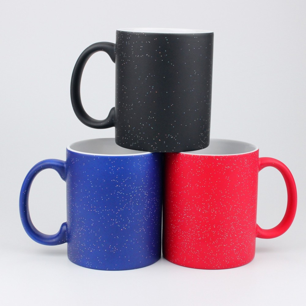 11oz Sublimation Case of 36pack Glitter Ceramic Colored Changing Mugs with Handle - Chinese Warehouse