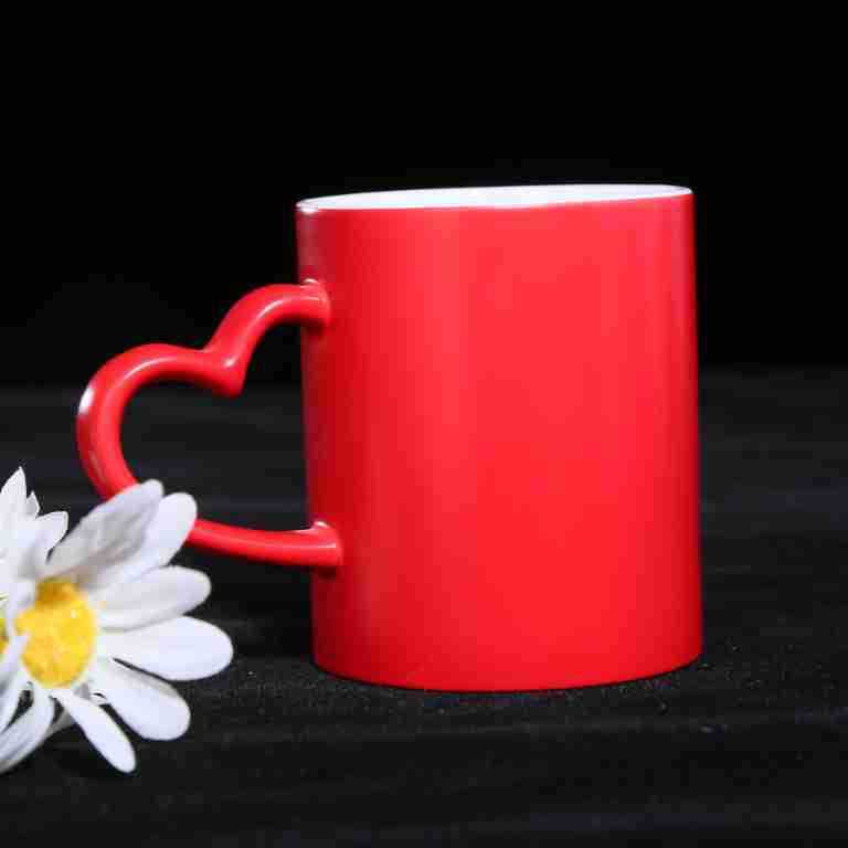 11oz Sublimation Case of 36pack Ceramic Glossy Color Changing Mugs with Heart Handle - Chinese Warehouse