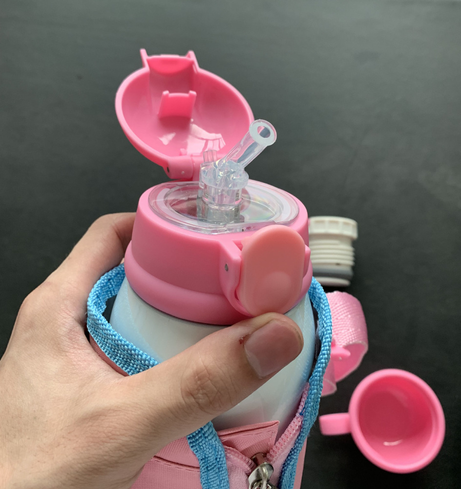 12oz Sublimation Blanks Silicon Sublimation Kids Stainless Steel Water Bottle With Straw