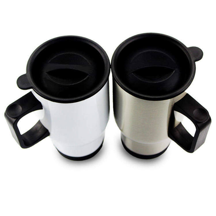 14oz Sublimation Stainless Steel Travel Blank Travel Mug With Handle And Lid