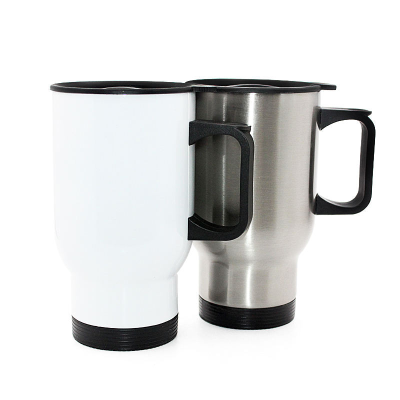 14oz Sublimation Stainless Steel Travel Blank Travel Mug With Handle And Lid