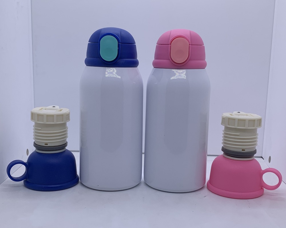 12oz Sublimation Blanks Silicon Sublimation Kids Stainless Steel Water Bottle With Straw