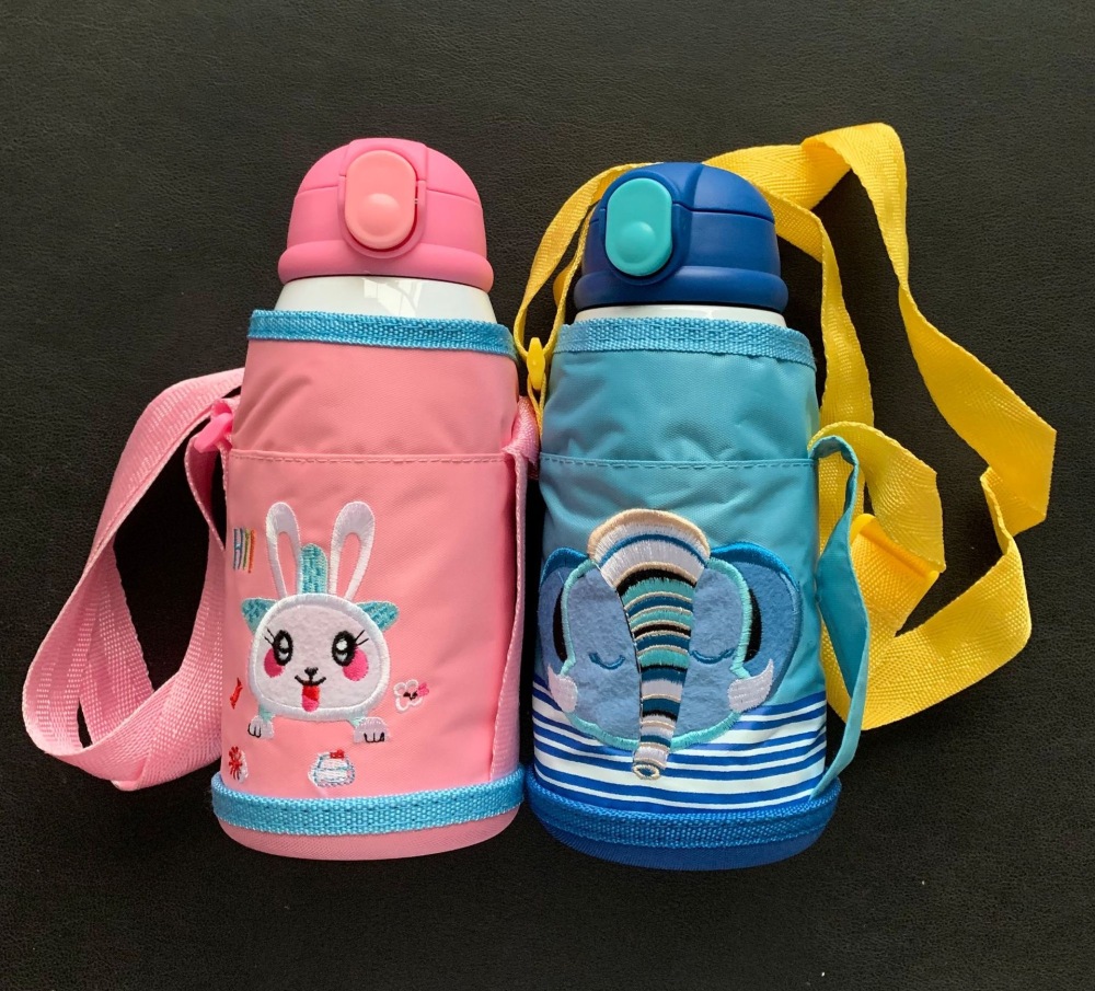 12oz Sublimation Blanks Silicon Sublimation Kids Stainless Steel Water Bottle With Straw