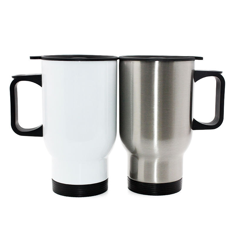 14oz Sublimation Stainless Steel Travel Blank Travel Mug With Handle And Lid