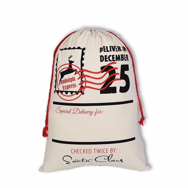 19*27 inch  Blank Santa Bags With Design- Chinese Warehouse
