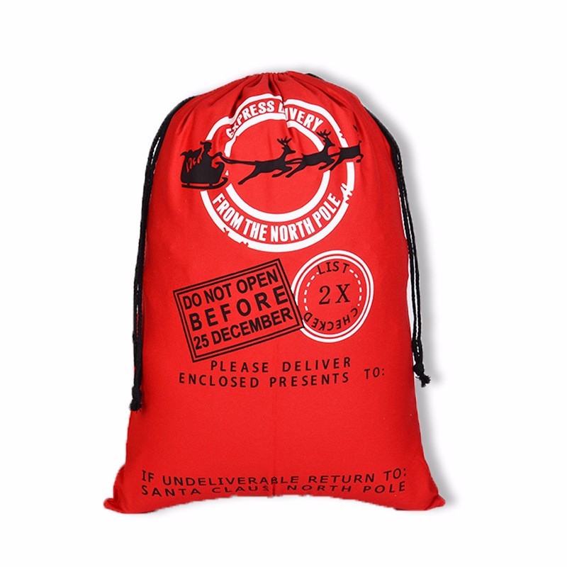 19*27 inch  Blank Santa Bags With Design- Chinese Warehouse