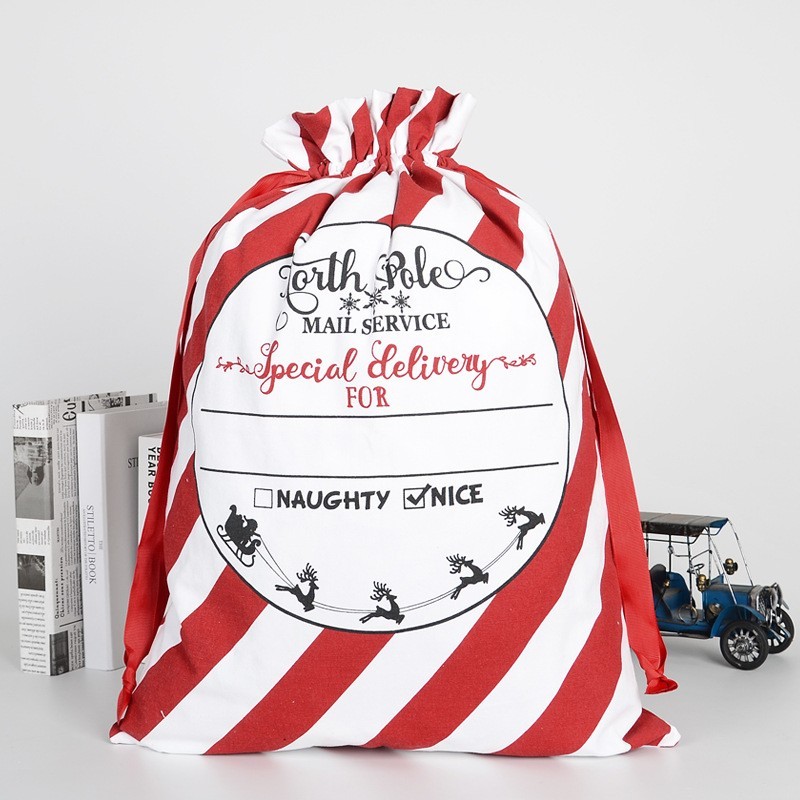 19*27 inch  Blank Santa Bags With Design- Chinese Warehouse