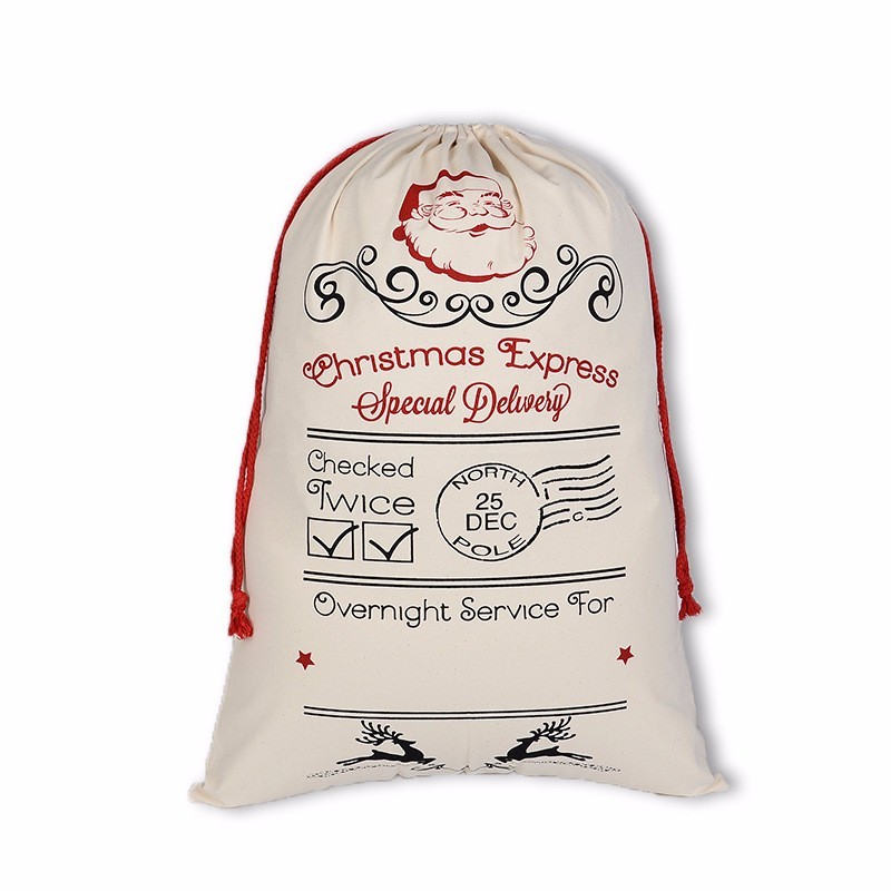 19*27 inch  Blank Santa Bags With Design- Chinese Warehouse