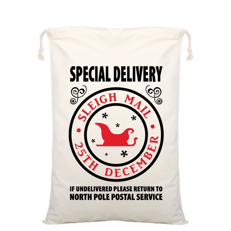 19*27 inch  Blank Santa Bags With Design- Chinese Warehouse