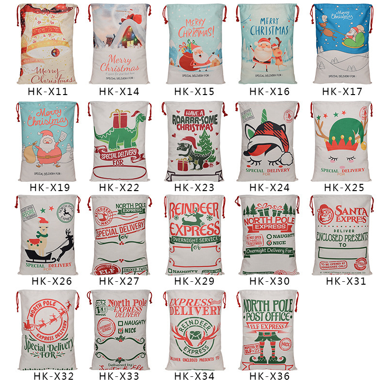 19*27 inch  Case of 50pack Sublimation Blank Santa Bags - Chinese Warehouse