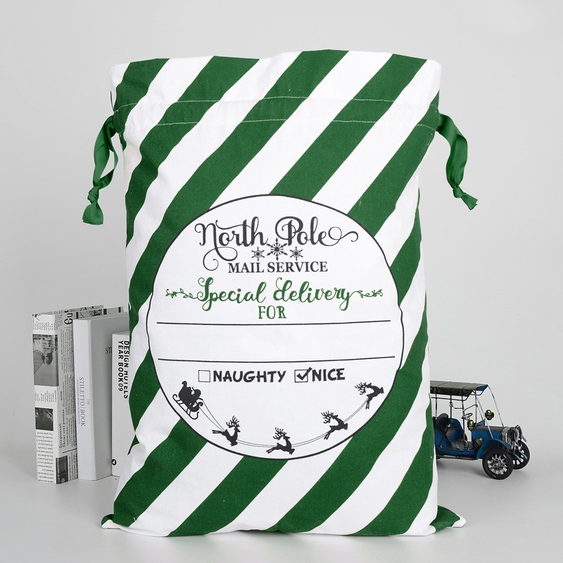 19*27 inch  Blank Santa Bags With Design- Chinese Warehouse