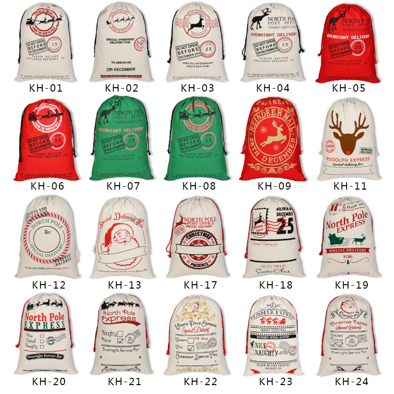 19*27 inch  Case of 50pack Sublimation Blank Santa Bags - Chinese Warehouse