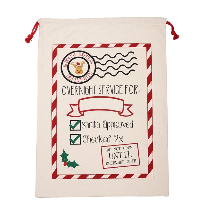 19*27 inch  Blank Santa Bags With Design- Chinese Warehouse