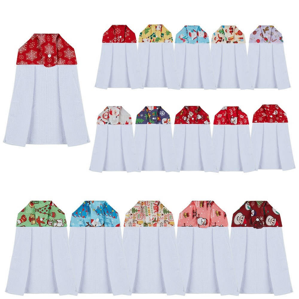 14*18.5inches Sublimation Waffle Colored Hanging Towel With Christmas Design - Chinese Warehouse