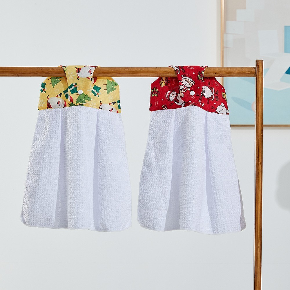 14*18.5inches Sublimation Waffle Colored Hanging Towel With Christmas Design - Chinese Warehouse