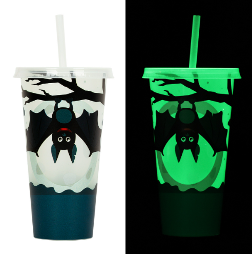 Halloween Gifts 24oz Plastic Gradient Glow In The Dark Cups Acrylic Cold Color Changing Water Cup Tumbler With Straw And Lids