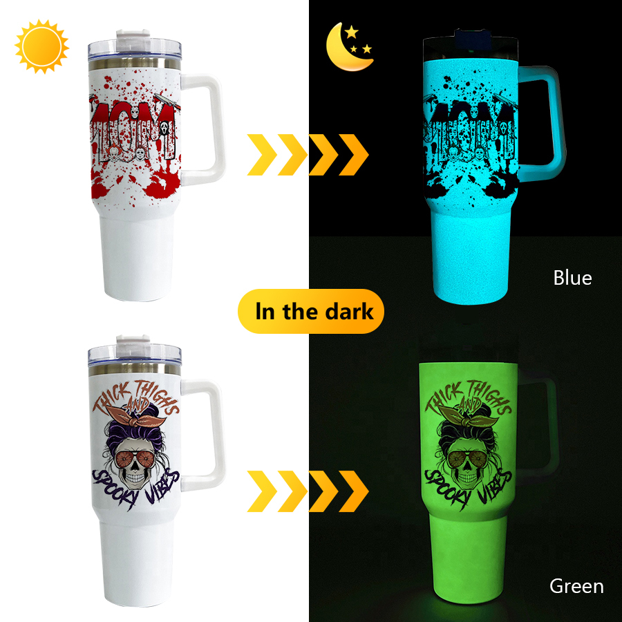 Halloween Gifts 40oz Stainless Steel Tumbler Glow In The Dark With Straw-Chinese Warehouse