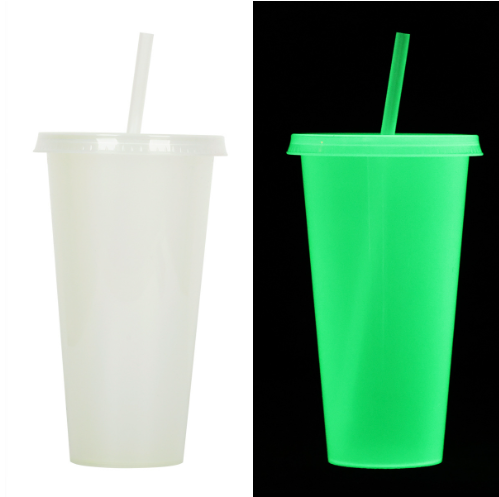 Halloween Gifts 24oz Plastic Gradient Glow In The Dark Cups Acrylic Cold Color Changing Water Cup Tumbler With Straw And Lids