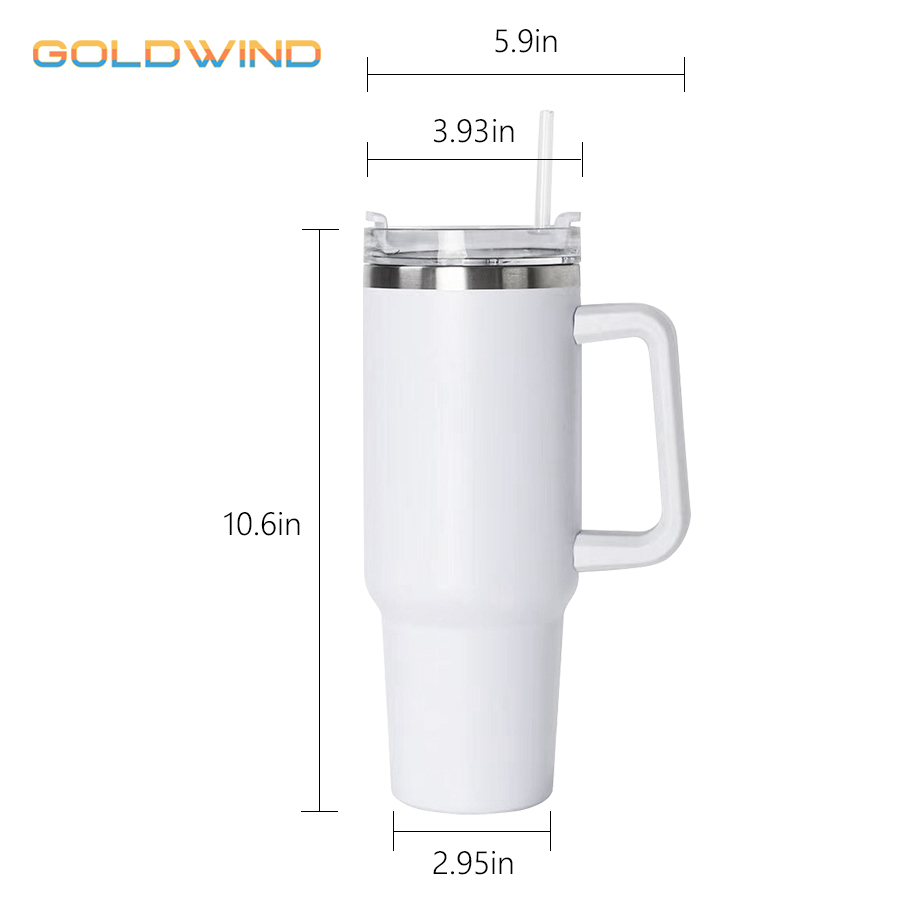 Presale - US Warehouse Case of 25pack 40oz Stanly1.0 White sublimation Tumblers with plastic straw&lids