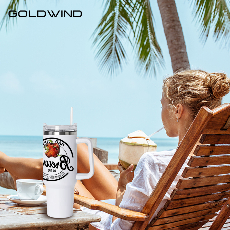Presale - US Warehouse Case of 25pack 40oz Stanly1.0 White sublimation Tumblers with plastic straw&lids