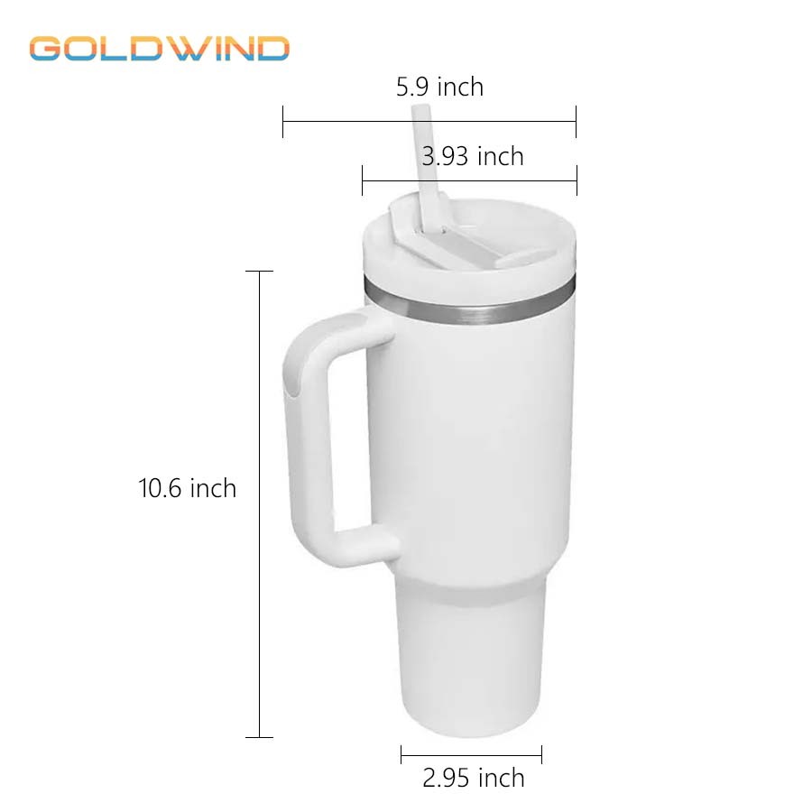 Presale - US Warehouse Case of 25pack White handle 40oz Stanly2.0 White sublimation Tumblers with plastic straw&lids