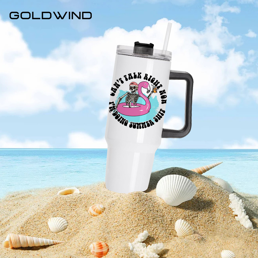 Presale - US Warehouse Case of 25pack Black and White Handle 40oz Stanly1.0 White sublimation Tumblers with plastic straw&lids