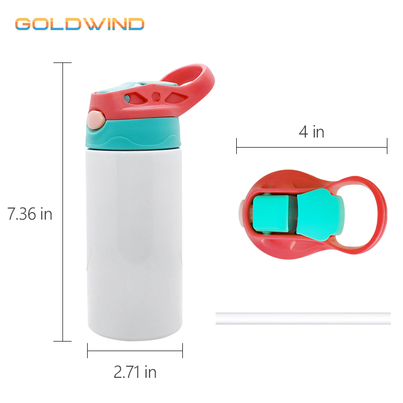 Pre-order US Warehouse Case of 24pack 12oz Sublimation Stainless Straight  Kids Water Bottle with 4 EXTRA  Flip Top Lids