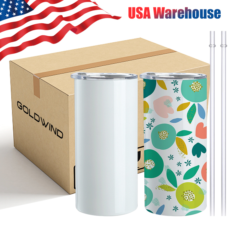 Pre-order US Warehouse Case of 25pack 15oz Sublimation Straight Skinny Tumblers wiht Plastic Straw&Lids