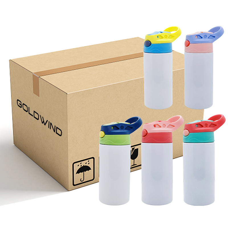 Pre-order US Warehouse Case of 25pack 12oz Sublimation Stainless Straight  Kids Water Bottle with Flip Top Lids