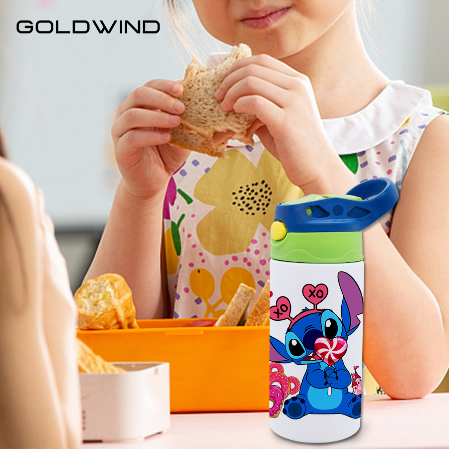 Preorder - US Warehouse Case of 24pack 12oz Sublimation Stainless Straight  Kids Water Bottle with 4 EXTRA  Flip Top Lids